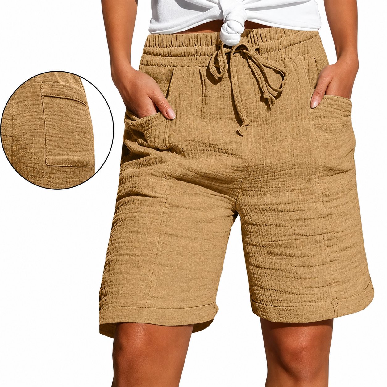 1+1 Gratis | Hannah | Comfortabele Bermuda Short met Elastische Taille