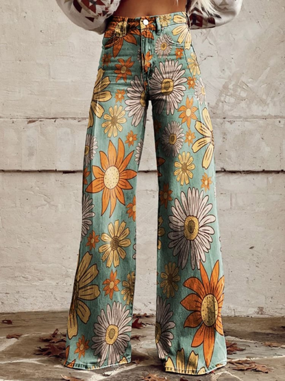 CIRILLA | Vintage Bloemenpatroon Palazzo Broek