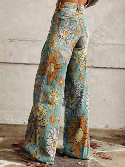 CIRILLA | Vintage Bloemenpatroon Palazzo Broek