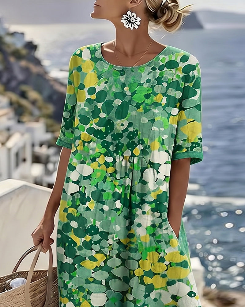 Ruimvallende jurk met bloemenprint