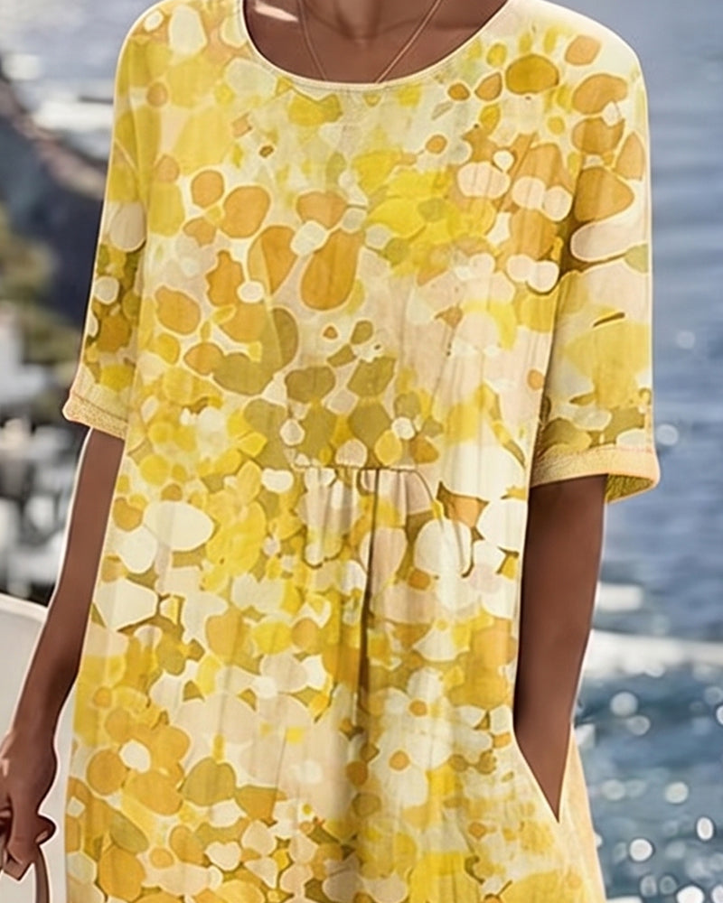 Ruimvallende jurk met bloemenprint