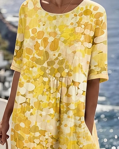 Ruimvallende jurk met bloemenprint