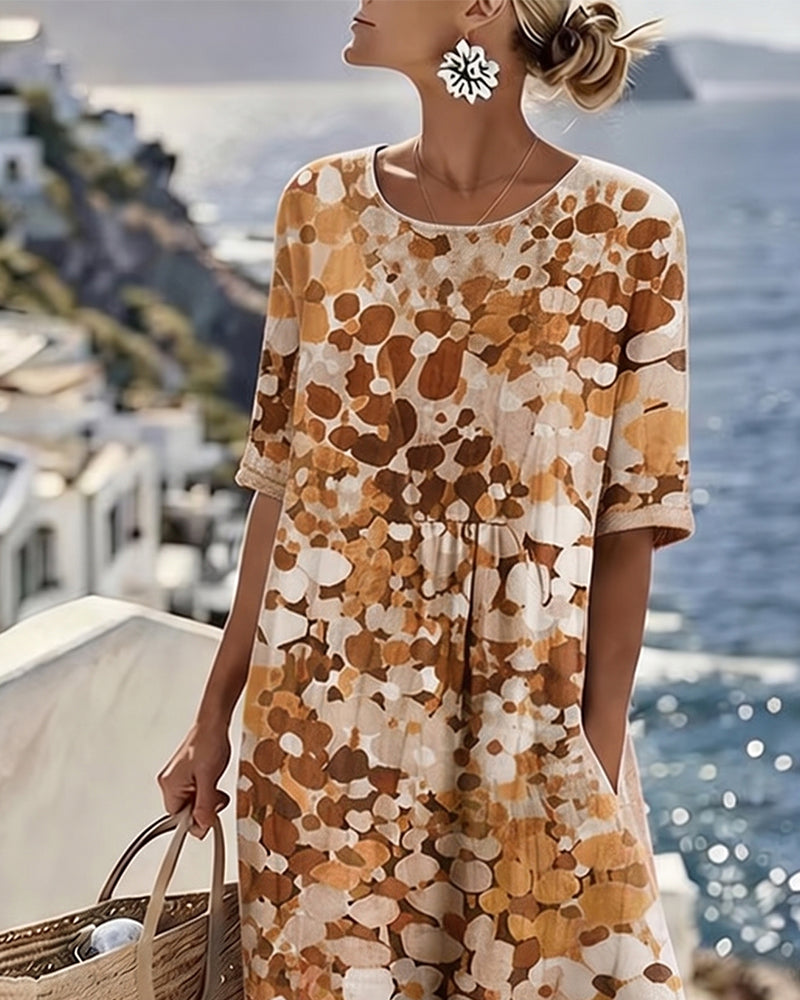 Ruimvallende jurk met bloemenprint