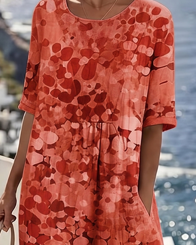 Ruimvallende jurk met bloemenprint
