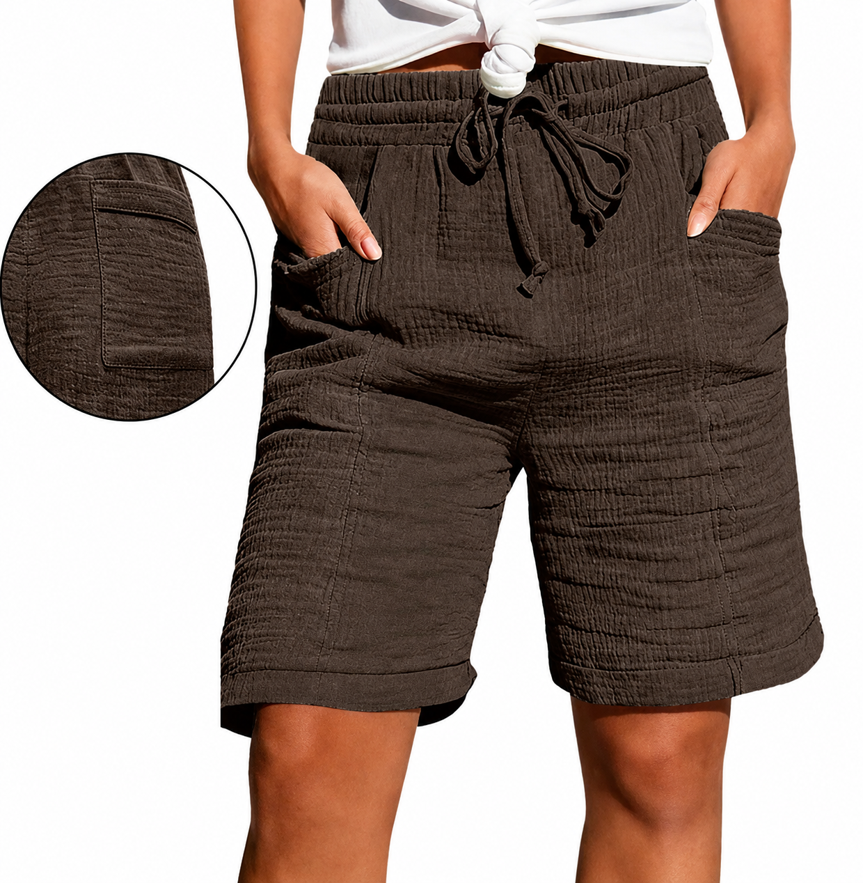 1+1 Gratis | Hannah | Comfortabele Bermuda Short met Elastische Taille