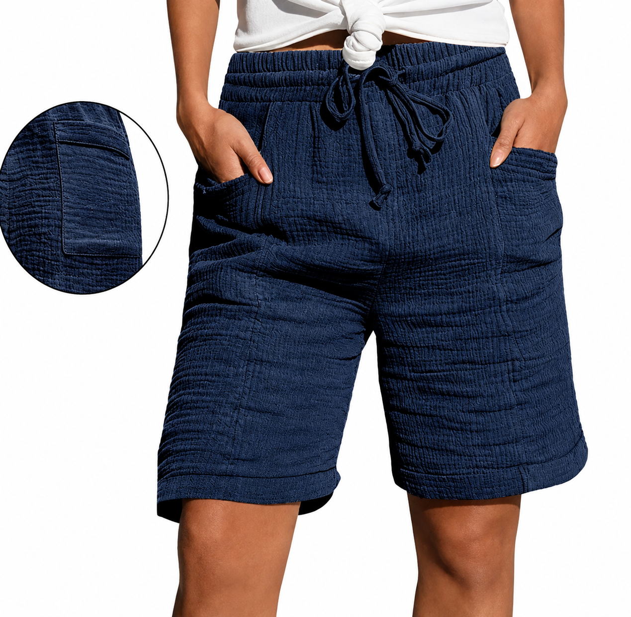 1+1 Gratis | Hannah | Comfortabele Bermuda Short met Elastische Taille