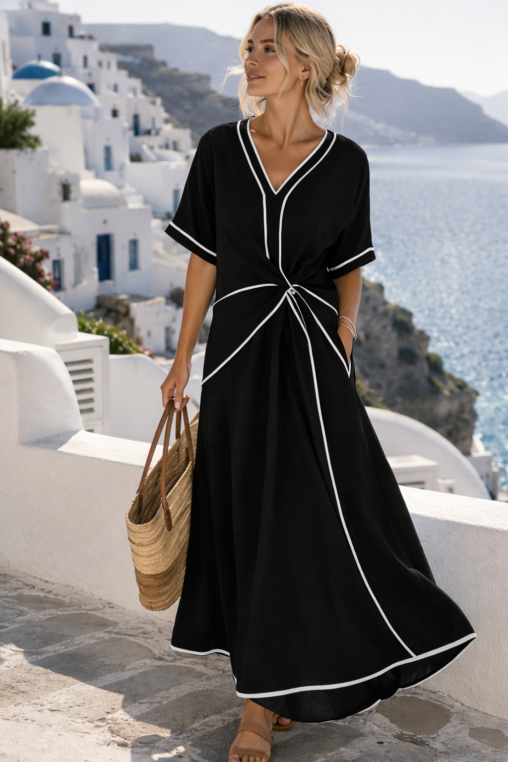 Mila | Elegante Jurk met Flatterende Taille en Vakantie Chic