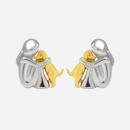 Bicolor Hugg Oorknopjes in Zilver en Goud