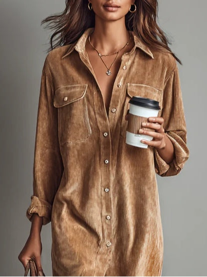 Estela | Losse midi corduroy jurk