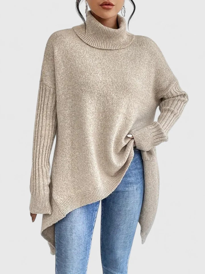 Dames gebreide coltrui met asymmetrische zoom