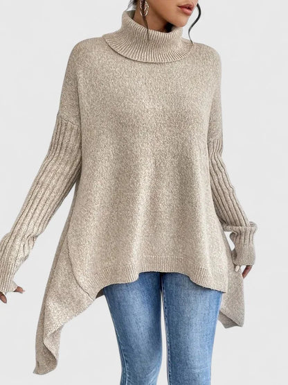 Dames gebreide coltrui met asymmetrische zoom