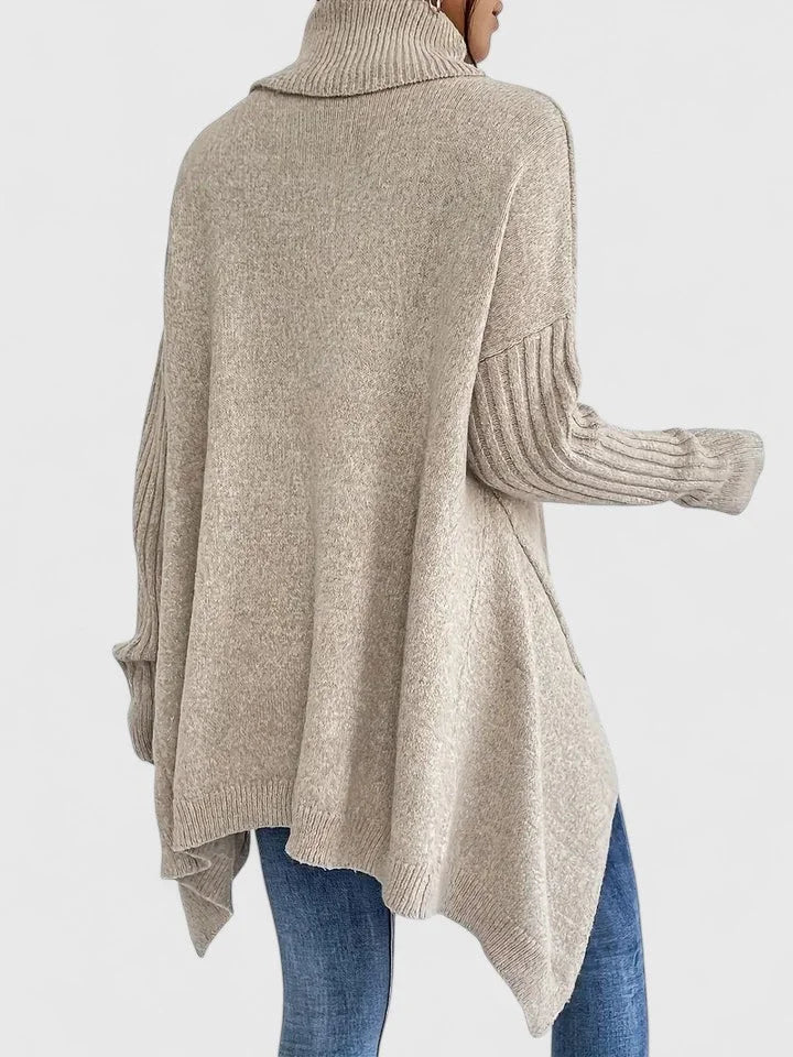 Dames gebreide coltrui met asymmetrische zoom