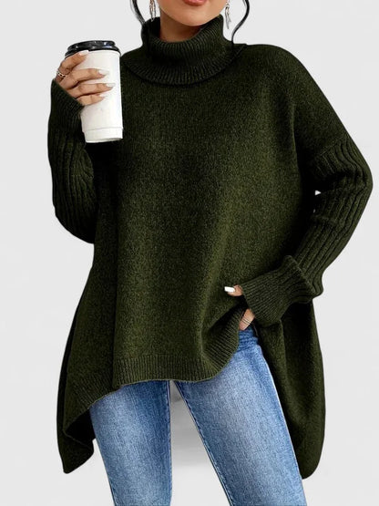 Dames gebreide coltrui met asymmetrische zoom