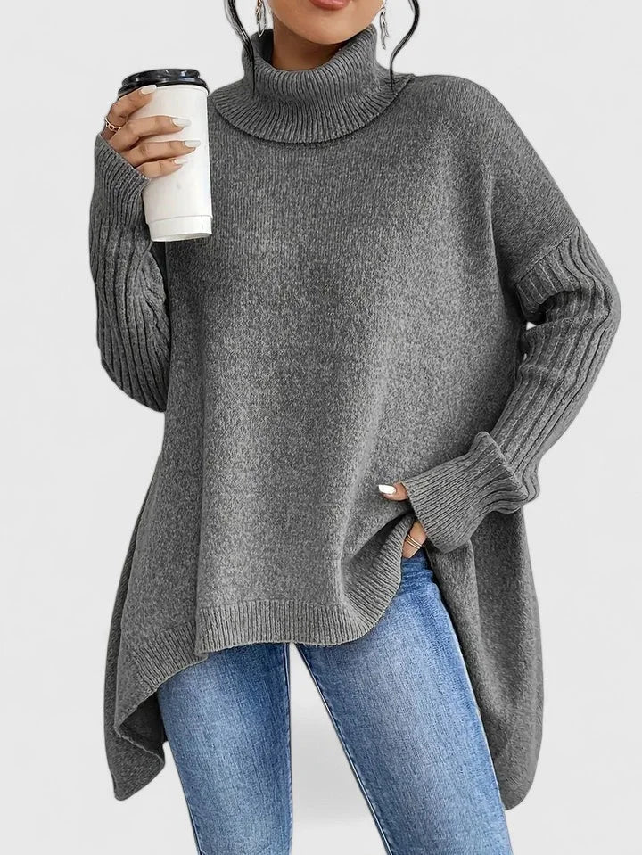 Dames gebreide coltrui met asymmetrische zoom