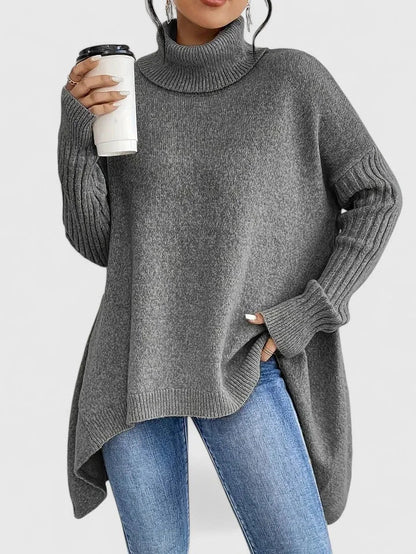 Dames gebreide coltrui met asymmetrische zoom