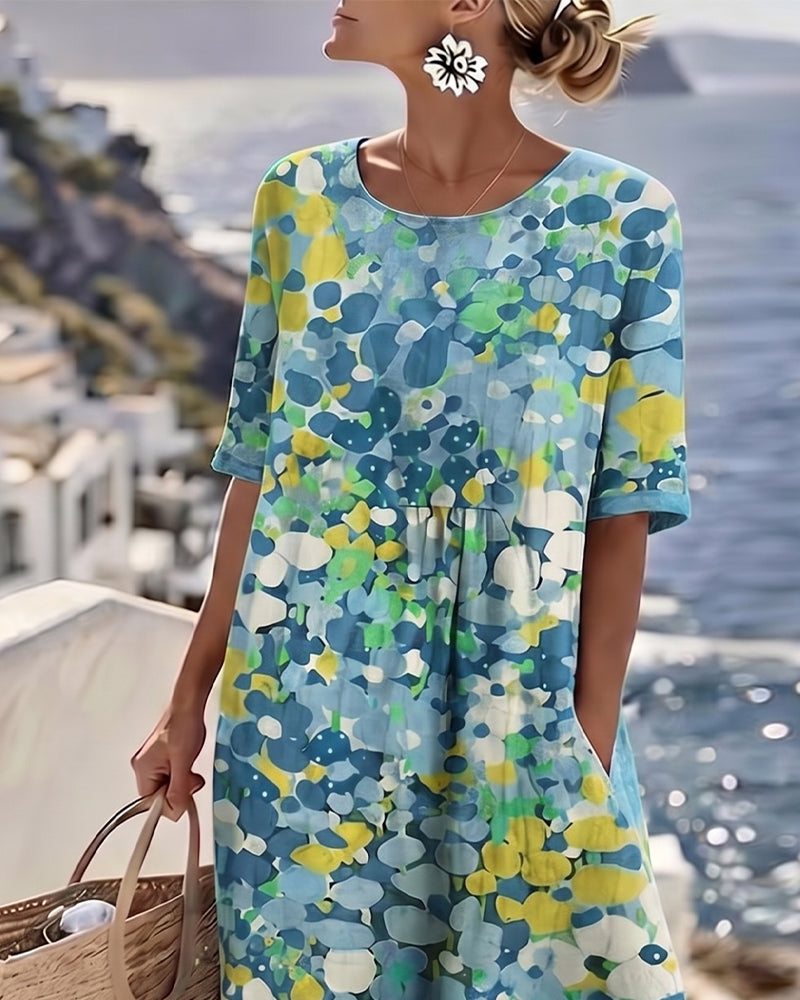 Ruimvallende jurk met bloemenprint